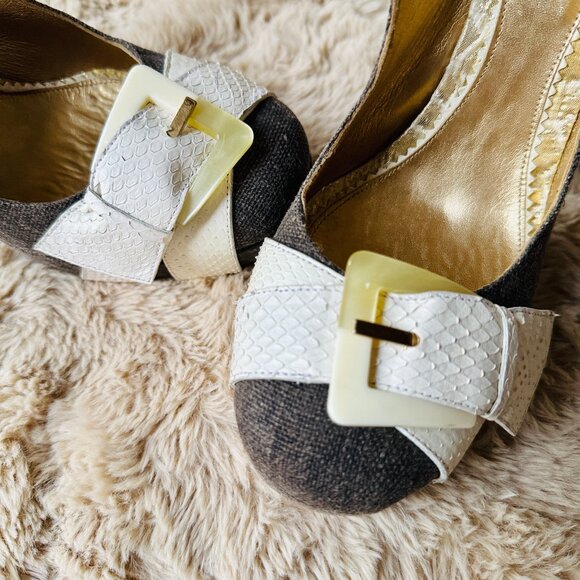 Claudio Merazzi Fabulous Pumps, US 8.5, Exc Condition, Tweed/Snakeskin - Picture 5 of 7